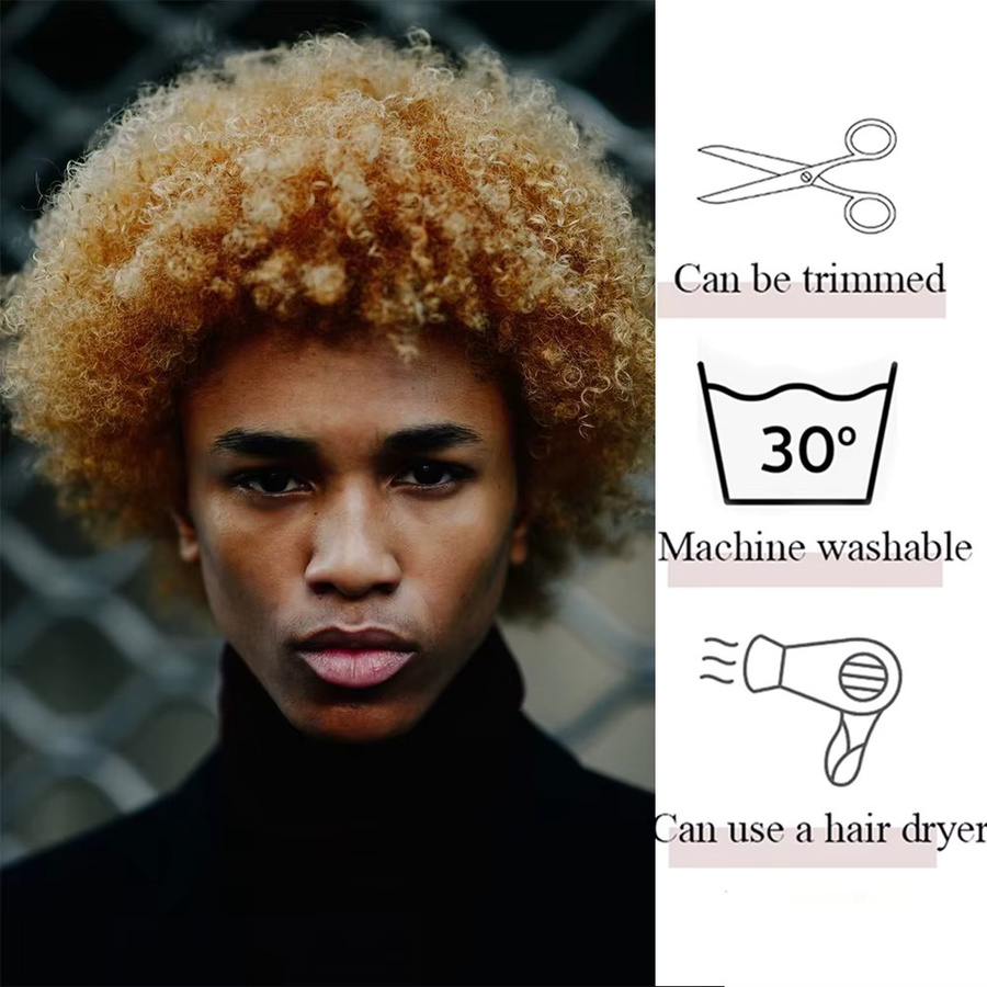 OYM HAIR Afro-Perücke, lockig, Remy-Echthaar, 15,2 cm, 180 % Dichte - Bild 3