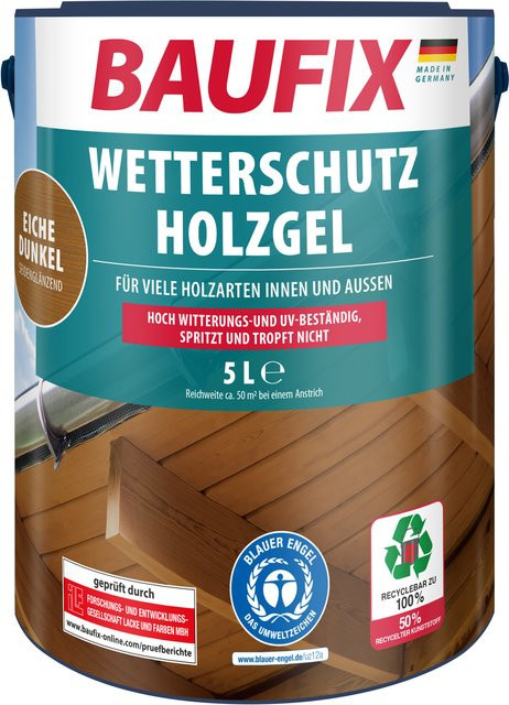 BAUFIX Wetterschutz-Holzgels Eiche dunkel, 5 Liter - Bild 1