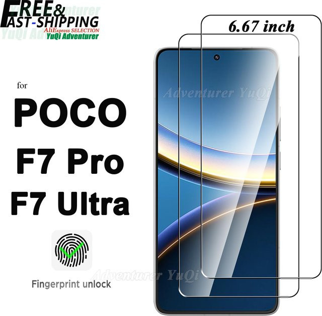 POCO F7 Pro Ultra Displayschutzfolie aus gehärtetem Glas, 6,67 Zoll, transparent, HD-Kristall, 9H kratzfest - Bild 1