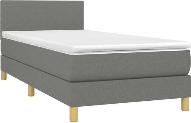 vidaXL Boxspringbett Hybrid mit Matratze und LED-Unterbettbeleuchtung Dunkelgrau B: 90 cm, T: 190 cm - Bild 1