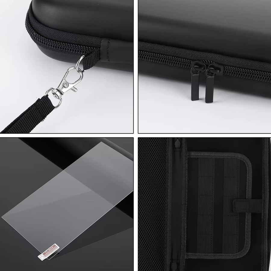 Tragbare Aufbewahrungstasche für Nintendo Switch 2 in Schwarz mit Displayschutz und kratzfestem Reißverschluss aus PU-Material - Bild 4