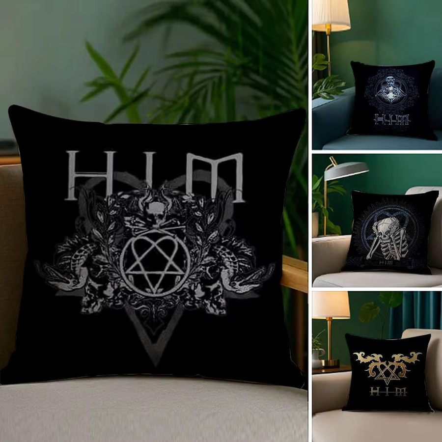 H-Him Heartagram Kissenbezug aus Mikrofaser Plüsch in Schwarz B/B/B: 30 x 30 x 30 cm - Bild 2