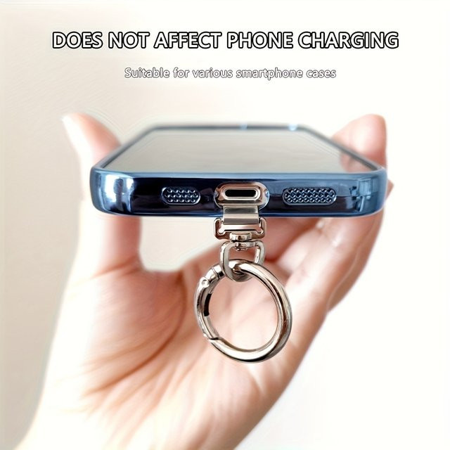360 Grad drehbarer Handy-Lanyard-Clip aus Edelstahl in Silber als universeller Anti-Verlust-Adapter und Halter für dein Smartphone - Bild 1