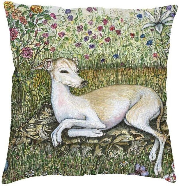 RRR Home Luxus Gustav Klimt Windhund Kissenbezug aus Samt, Quadratisch, Mehrfarbig, Breite: 60 cm, Höhe: 60 cm - Bild 1
