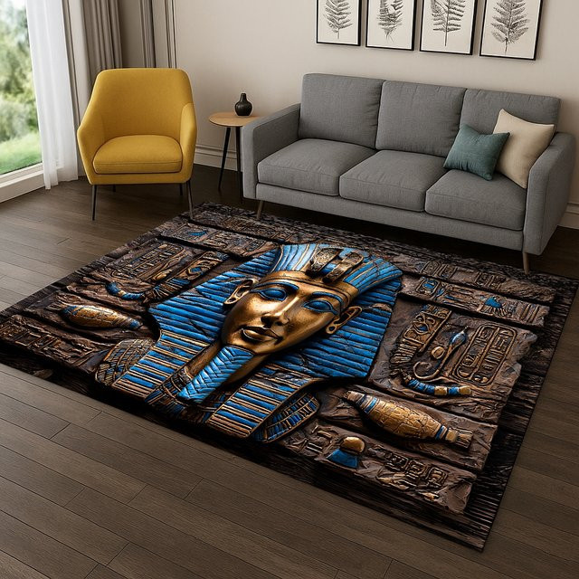 Faviora Rutschfester Teppich mit Altägyptischem Anubis-Mythologie-Design, Rechteckig, Multicolour, B/T: 60 x 40 cm - Bild 1