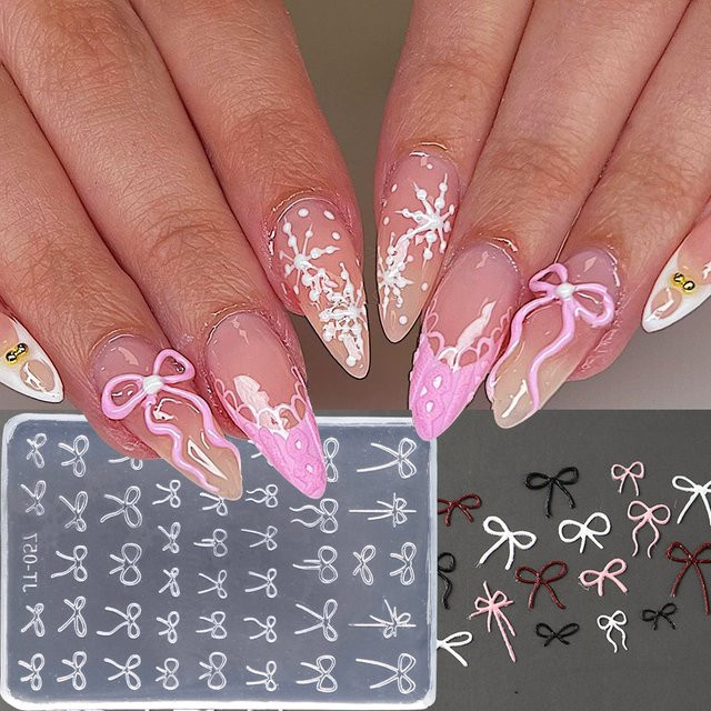 Full Beauty 3D Schleifen-Silikonformen für Nagelkunst, Blumen-Designs - Bild 1