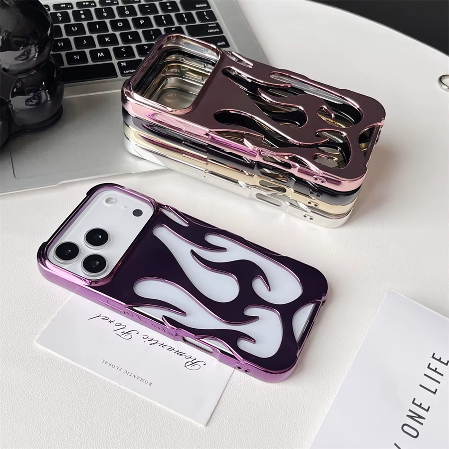Schutzhülle mit 3D Flammenmuster für Apple iPhone in Orange - Bild 1