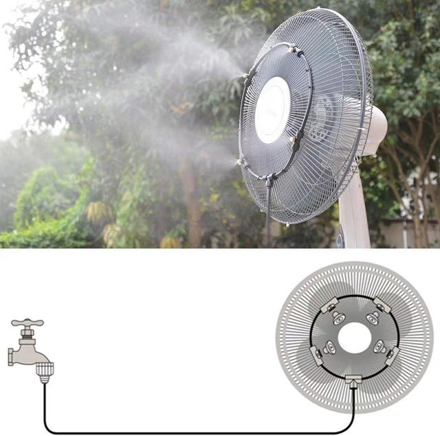 Alloet Tragbares Sprühnebel-Kit in Schwarz, 16 Zoll Nebelventilator-Düsen-Set und Wassernebel-Sprühgerät mit Nebelring für Garten und Terrasse - Bild 1