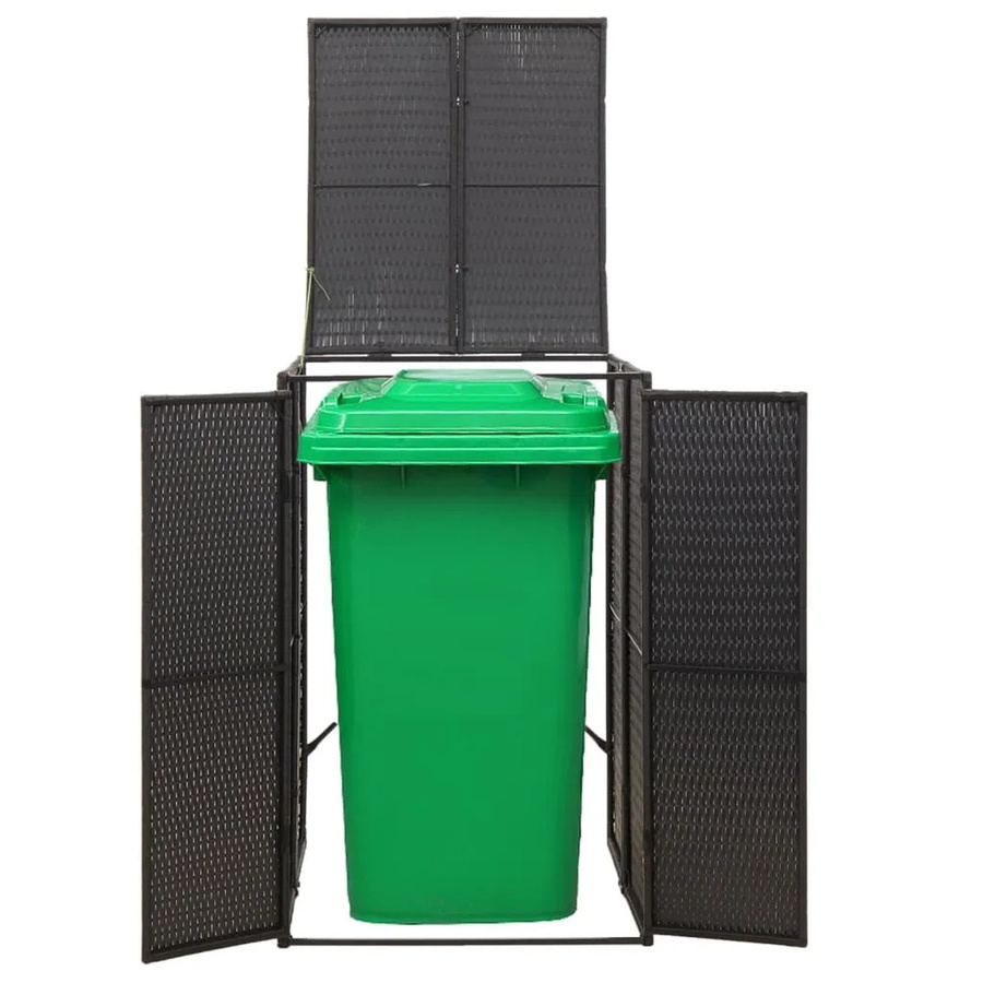 vidaXL Mülltonnenbox für 1 Tonne aus Poly Rattan in Schwarz, B/T/H: 70 x 80 x 117 cm - Bild 2