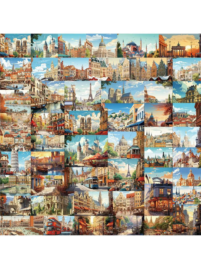 50-teiliges Set nostalgische Vintage-Aufkleber mit europäischer Architektur und Reise-Landschaften von RecordingYourLife Store, Mehrfarbig - Bild 3
