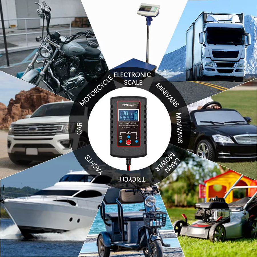 Smart Batterie Ladegerät mit ASE Adapter Kabel für 6V und 12V, Automatisches Float-Ladegerät für Auto und Motorrad, Schwarz - Bild 4