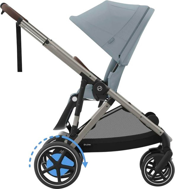 Cybex Gold e-Gazelle Kinderwagen in Hellblau mit Federung und Schwenkrädern - Bild 1