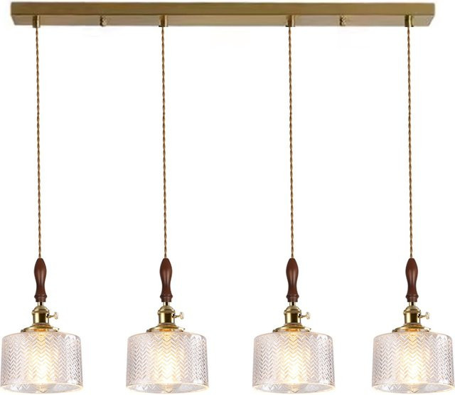 Ramalho LED Pendelleuchte Modernes Design in Gold/Messing mit Transparentem Glas für Esszimmer und Wohnraum - Bild 1