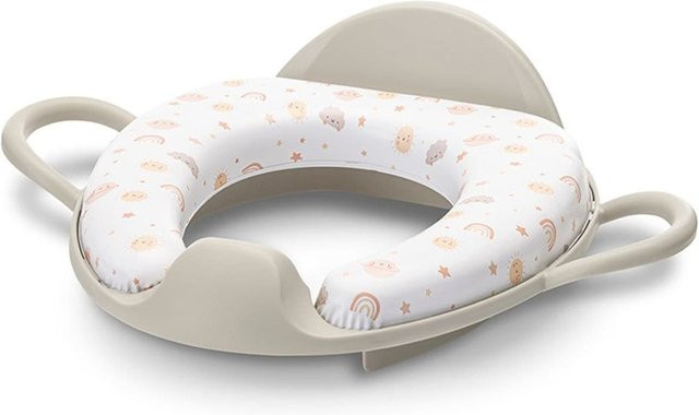 Lorelli Toilettensitz mit gepolsterter Rückenlehne und Handgriff, Spritzschutz, Kunststoff, beige - Bild 1