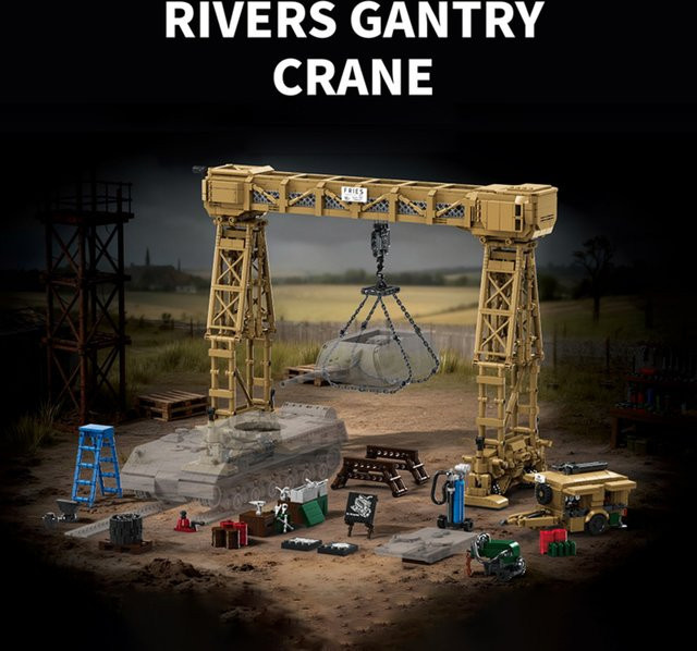 Fluss-Gantry-Kran 97037 Klassisches Militär-Schwerlast-Mobilkran-Fahrzeug, Bausteine, 2.803 Teile - Bild 1