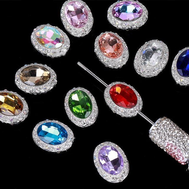 NASSBORO Perlen, oval, Strass, Legierung, Perlen für Schmuckherstellung - Bild 1