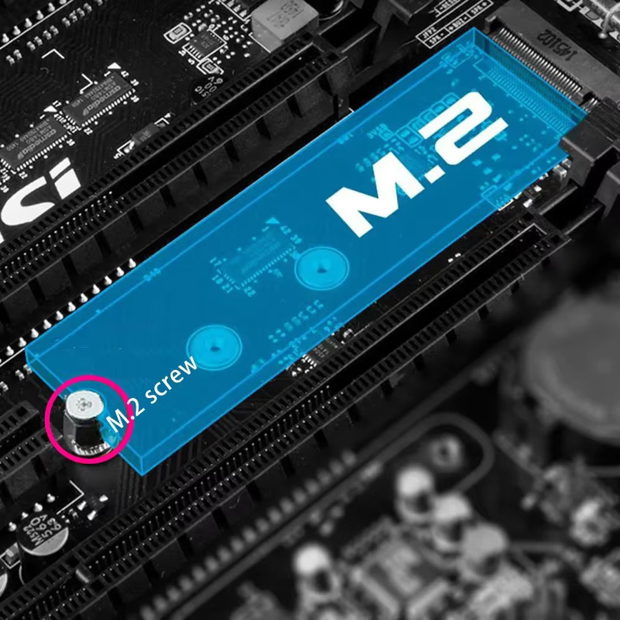 11-teiliges M.2 SSD Montage Schrauben-Kit für ASUS Motherboards mit Stand-Off Schrauben und Sechskantmuttern in Schwarz und Silber - Bild 3
