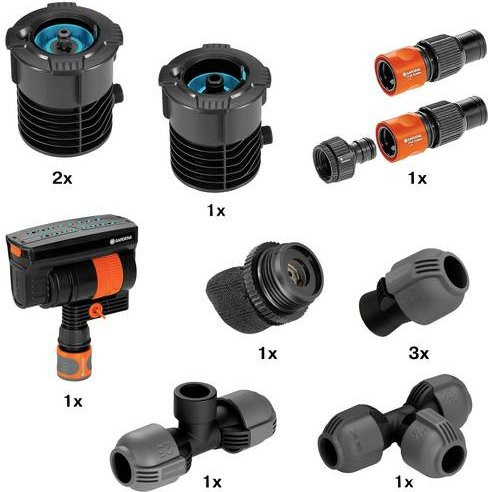 Gardena Sprinklersystem Start-Set Pipeline mit Viereckregner und Anschlussdose in Schwarz - Bild 1
