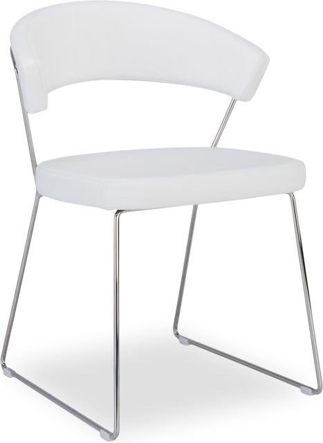 Polsterstuhl New YORK CB/1022 Calligaris in Weiß mit Lederbezug und Metallgestell - Bild 1