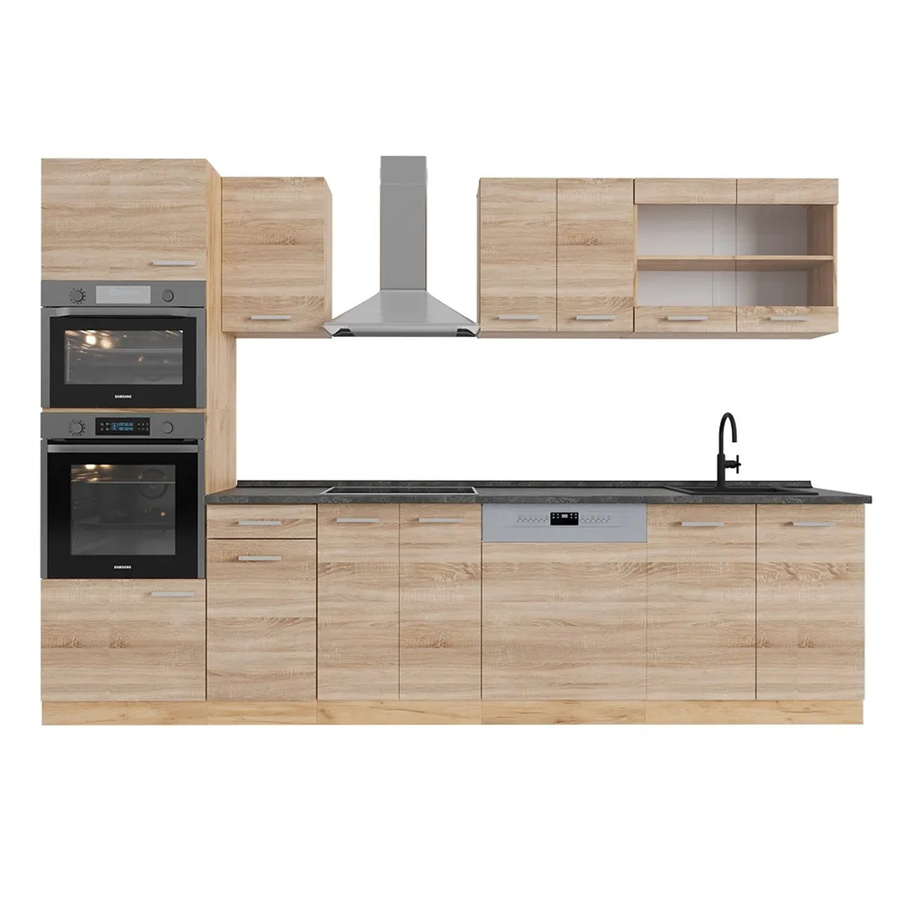 Vicco R-Line Küchenzeile Sonoma Eiche und Anthrazit mit Hochschrank, Breite: 300 cm - Bild 2