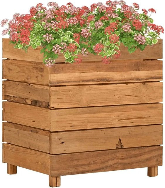 vidaXL Beistelltisch aus Teak-Altholz und Stahl in Braun, B/T/H: 40 x 40 x 55 cm - Bild 1