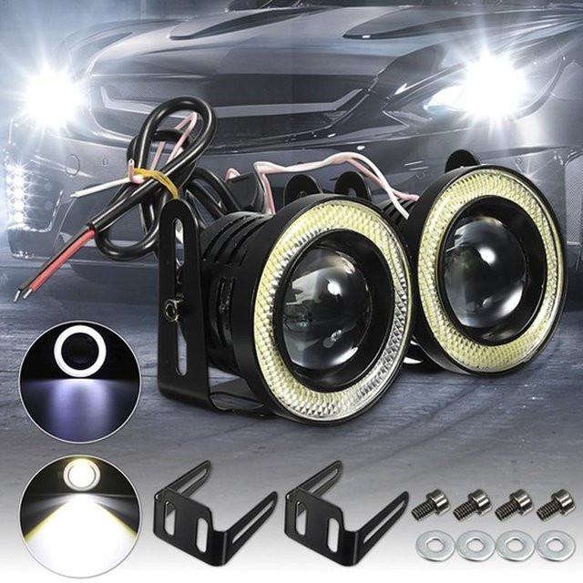 Auto-LED-Nebelscheinwerfer mit blauen Angel Eyes in Ghostly-stone, Farbe: Blau, Weiß, Schwarz - Bild 1