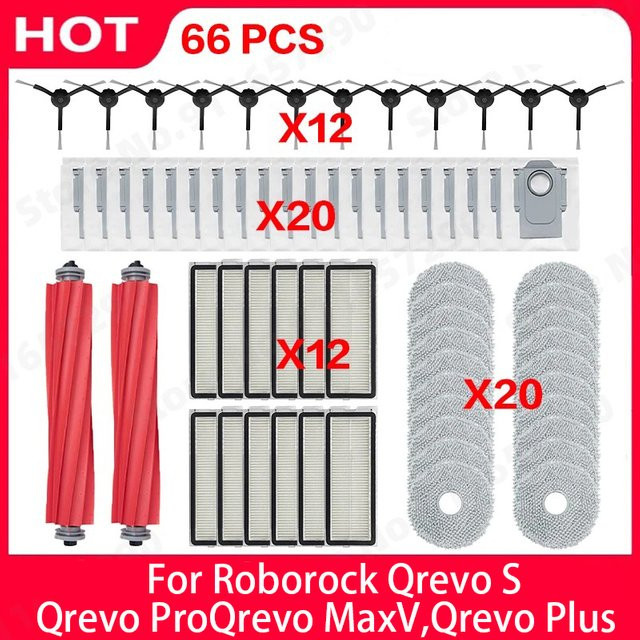 Roborock Ersatzteil-Set für Qrevo S, Qrevo Pro, Qrevo MaxV und Qrevo Plus mit Hauptbürste, Seitenbürste, Filtern, Wischpads und Staubbeuteln in Multicolour - Bild 1