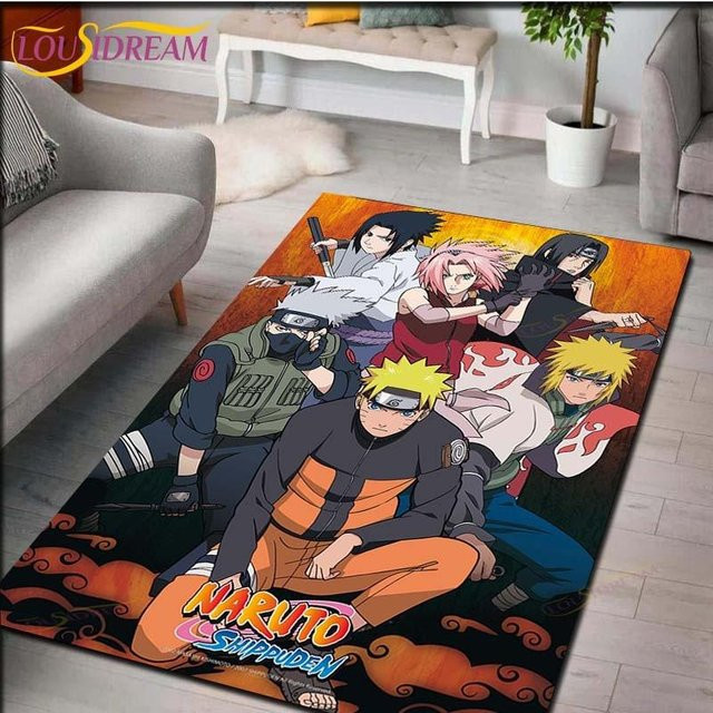 Naruto Anime Teppich aus Polyester für Wohnzimmer und Schlafzimmer, B/B: 80 x 140 cm, Mehrfarbig - Bild 1