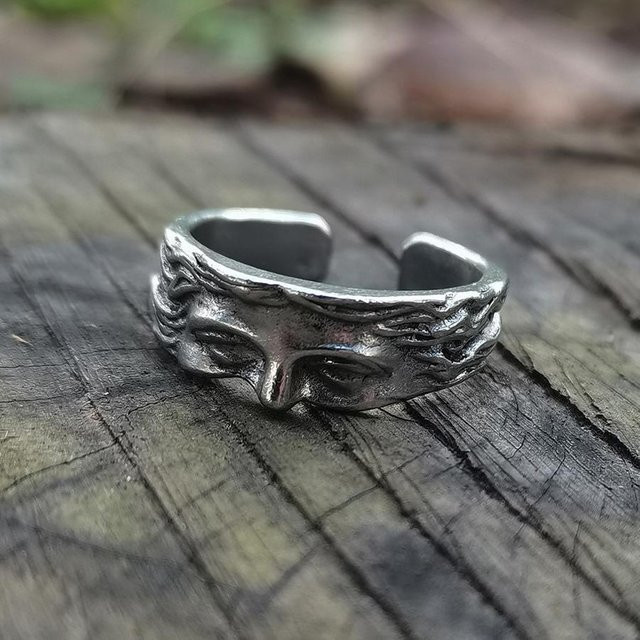 Ring Venus Halbmaskenring, antik silber, Zinklegierung, Herren - Bild 1