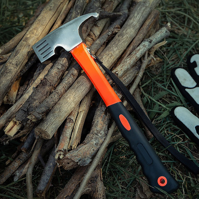 LISM Multifunktions Camping Zelt Hammer aus Carbonstahl mit Hering-Extrator in Blau oder Orange - Bild 1