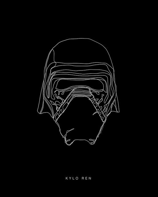 Disney Star Wars Kylo Wandbild Poster in Schwarz-Weiß, B x H: 40 x 50 cm - Bild 1