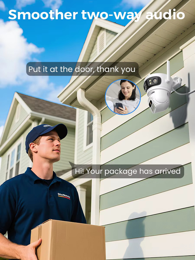 BESDER iCsee 6K 12MP HD Outdoor WiFi IP Kamera mit AI Menschlicher Erkennung, Wasserdichtes Dreifachobjektiv CCTV Video Security System, Weiß - Bild 5