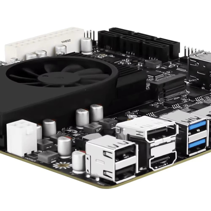 YiHESZ N6005 Industrie-Motherboard für NAS mit 4 Kernen, 4 Threads, 4x 2.5G i226 Netzwerk, 2x M.2 NVMe und 6x SATA in Schwarz - Bild 4