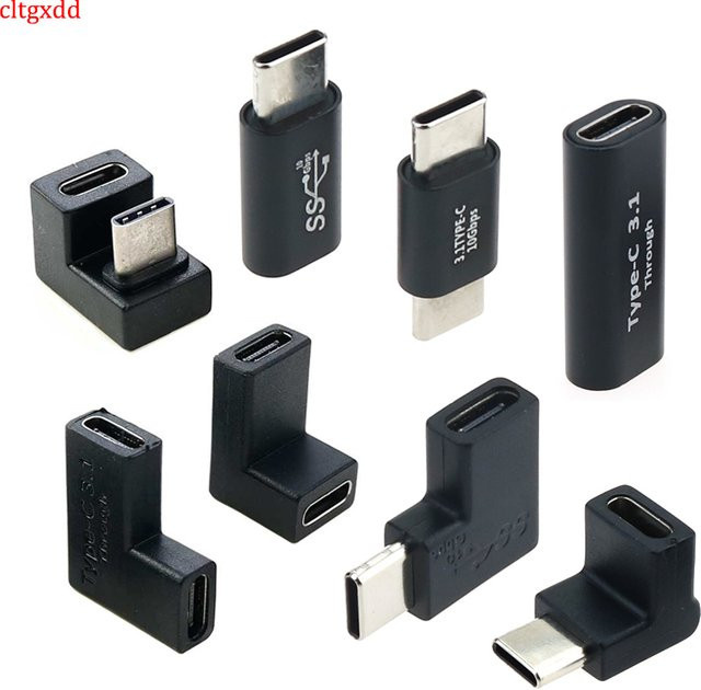 Cltgxdd U-förmiger USB-C-Adapter Typ-C-Stecker auf Buchse OTG-Konverter 10-Gbit/s in Schwarz - Bild 1