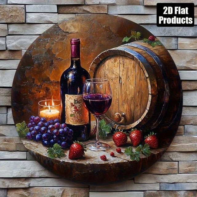 Potdemiel Wanddeko aus Glas mit floralem Wein- und Erdbeer-Motiv in Multicolour - Bild 1