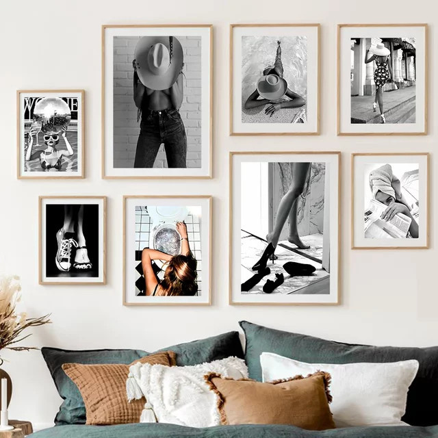 Potdemiel Minimalistische Leinwand Nordic Poster Mode Frau Champagner Party Wandkunst für dein Wohnzimmer - Bild 1