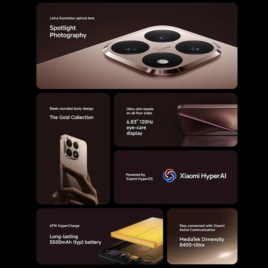 Xiaomi 15T Smartphone Rosegold 256 GB mit 6,83 Zoll Display und Leica Summilux Kamera - Bild 1