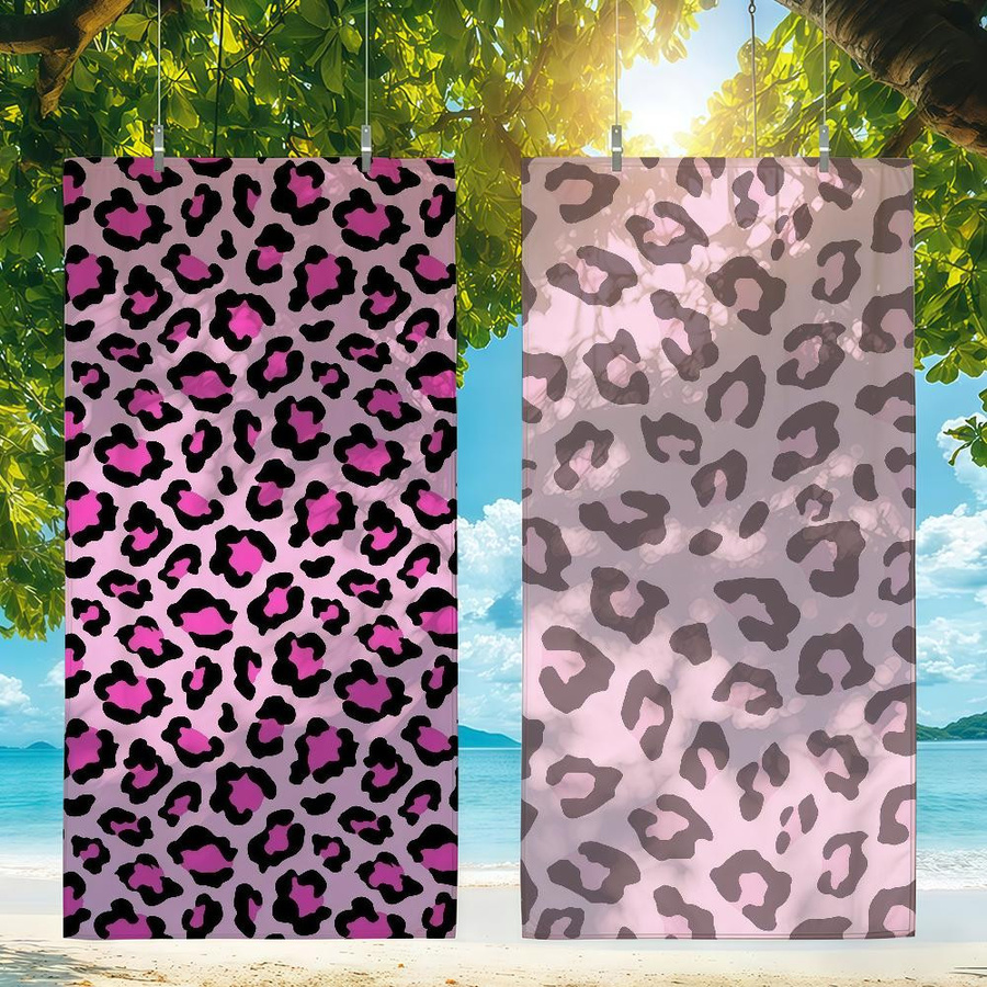 Creative Man Schnelltrocknendes Strandhandtuch mit Rosa Leopardendruck, B: 40 cm, H: 60 cm - Bild 3