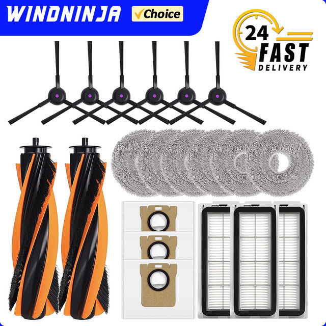 WINDNINJA Ersatzteil-Set für JONR P20 PRO und T5 Pro mit Hauptseitenbürste, HEPA-Filter, Mopp-Tuch und Staubbeutel in Multicolor - Bild 1
