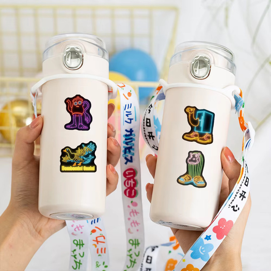500 Stück Tung Sahur Neon Abstrakte Tier Aufkleber Multicolour Lustige Cartoon Sticker für Laptop und Handy - Bild 3