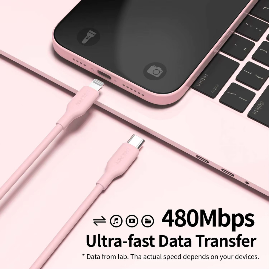 LAIHONEN USB-C auf Lightning Kabel mit 27W PD Schnellladung in Pink für iOS Geräte - Bild 2