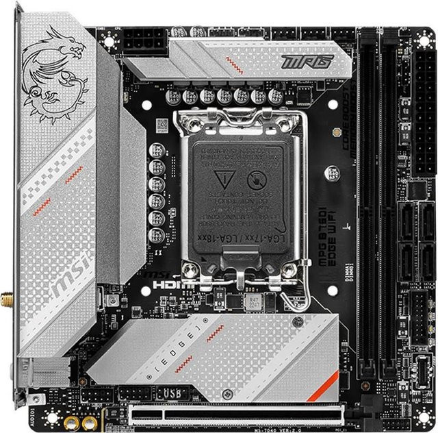 MSI MPG B650I EDGE WIFI Motherboard Mini-ITX mit B760 Chipsatz, LGA1700-Sockel, DDR5, Wi-Fi, Bluetooth, USB-C und 2,5 Gigabit LAN in Schwarz - Bild 1
