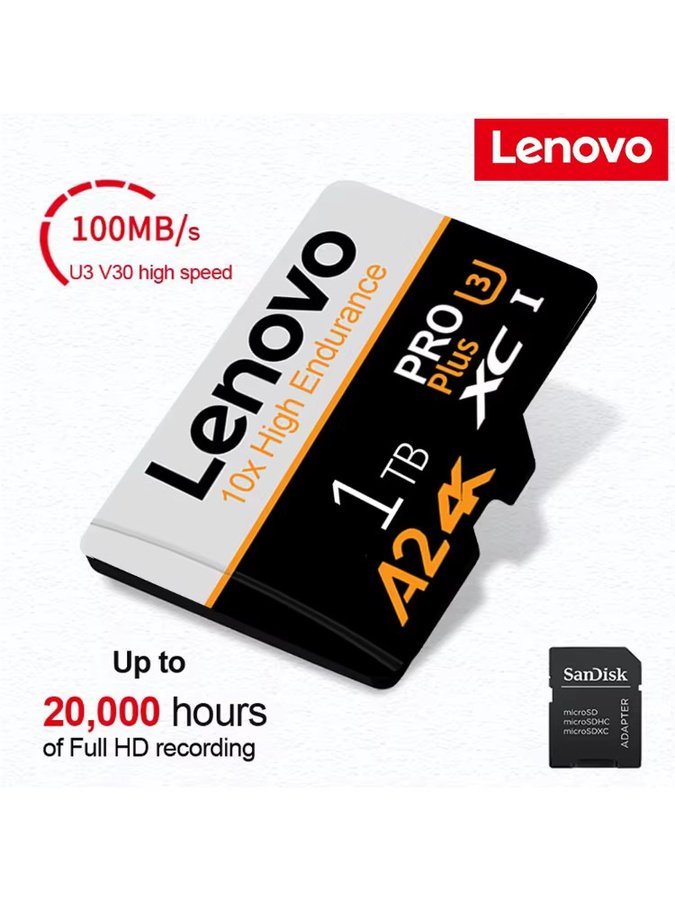 Lenovo Micro SD Speicherkarte A1 mit 4K-Unterstützung und Fehlerkorrektur in Schwarz - Bild 1