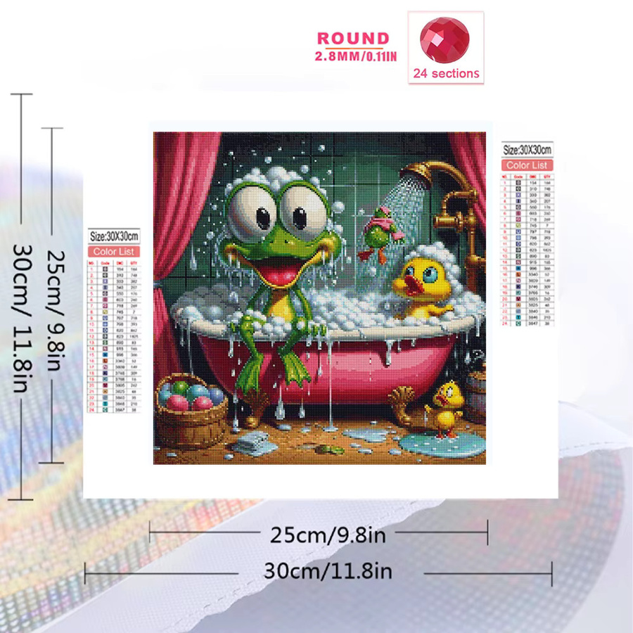 EverShine Diamant-Stickerei Frosch-Tierbild mit Entenmalerei als Strass-Mosaik für das Badezimmer, B/B: 20 x 20 cm - Bild 2