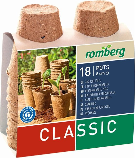 Romberg Anzuchttöpfe aus Zellulose, 18 Stück, Durchmesser: 8 cm - Bild 1