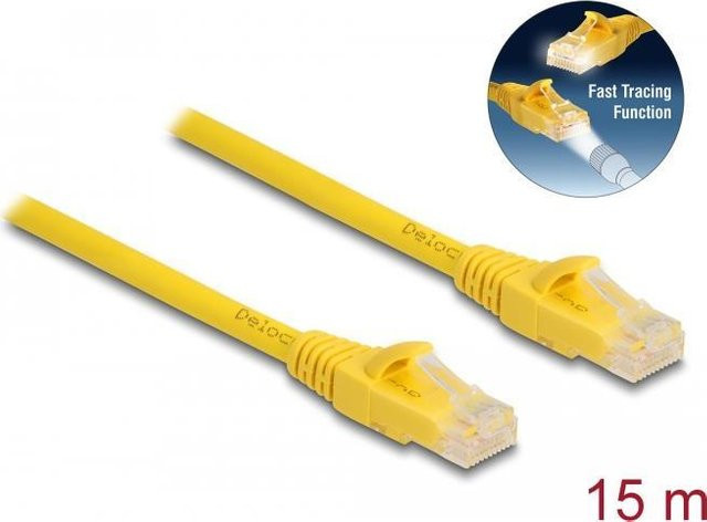 Delock Patch-Kabel CAT 6a RJ-45 auf RJ-45 UTP Ethernet LAN Kabel Gelb 15 m - Bild 1