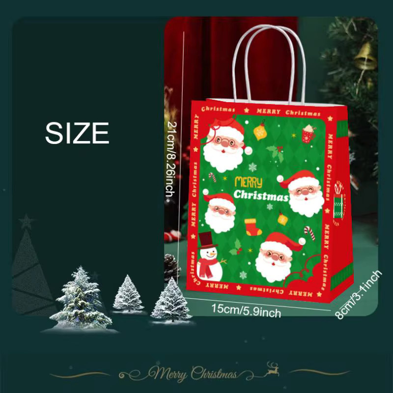 10 Stück Weihnachtliche Geschenktüten mit Santa Claus und Schneemann Muster für Kinder und Partys - Bild 2