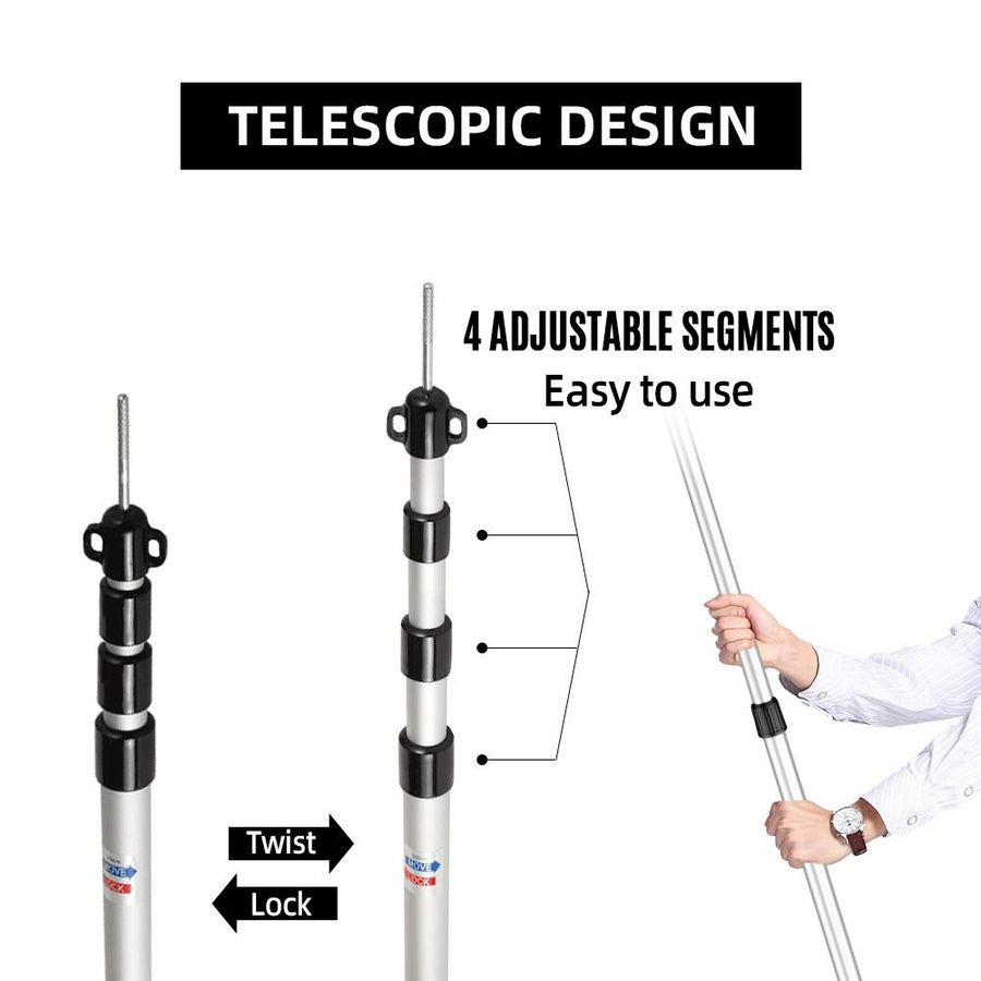 TOMTOP JMS Teleskop-Planenstangen aus Aluminiumlegierung für Zelte und Markisen, Silber, 2 Stück - Bild 1