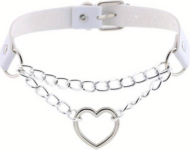 YIRAN Halsband Leder, Herzförmig, Weiß, Unisex - Bild 1