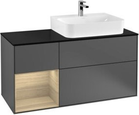 V&B Waschtischunterschrank Finion mit Wandbeleuchtung, Anthrazit, Breite: 120 cm, Tiefe: 50,1 cm, Höhe: 50,1 cm - Bild 1